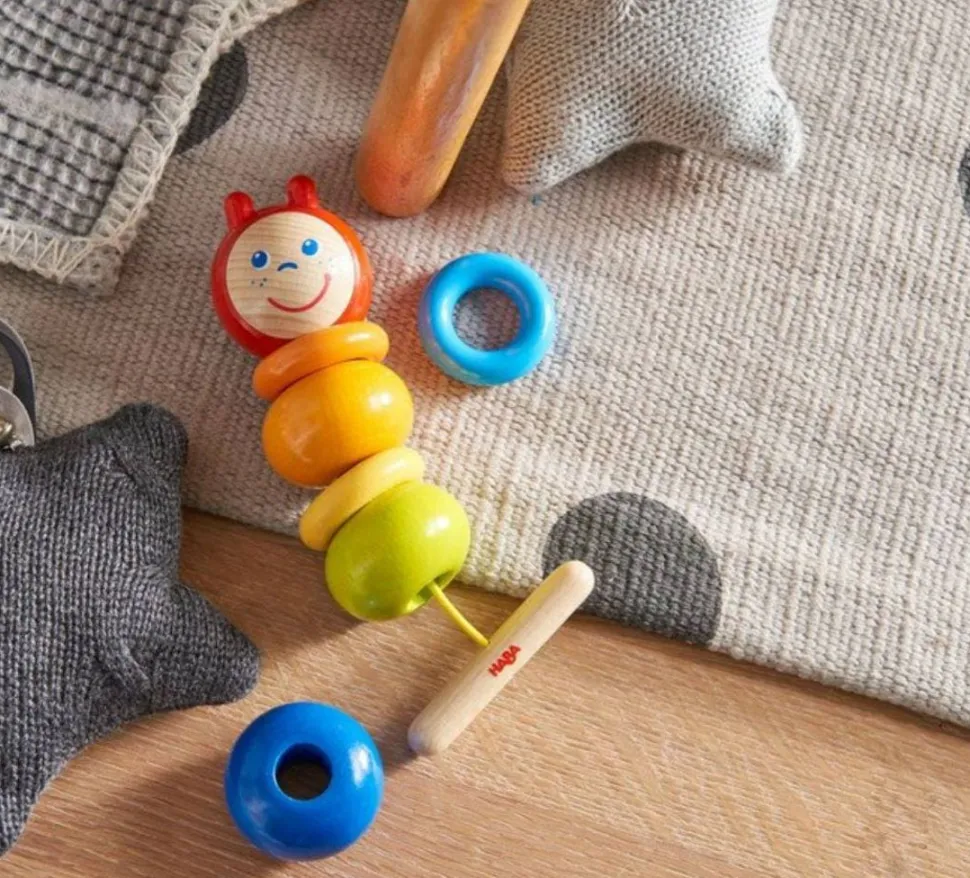 Outlet HABA Colorful Caterpillar Wooden Threading Toy