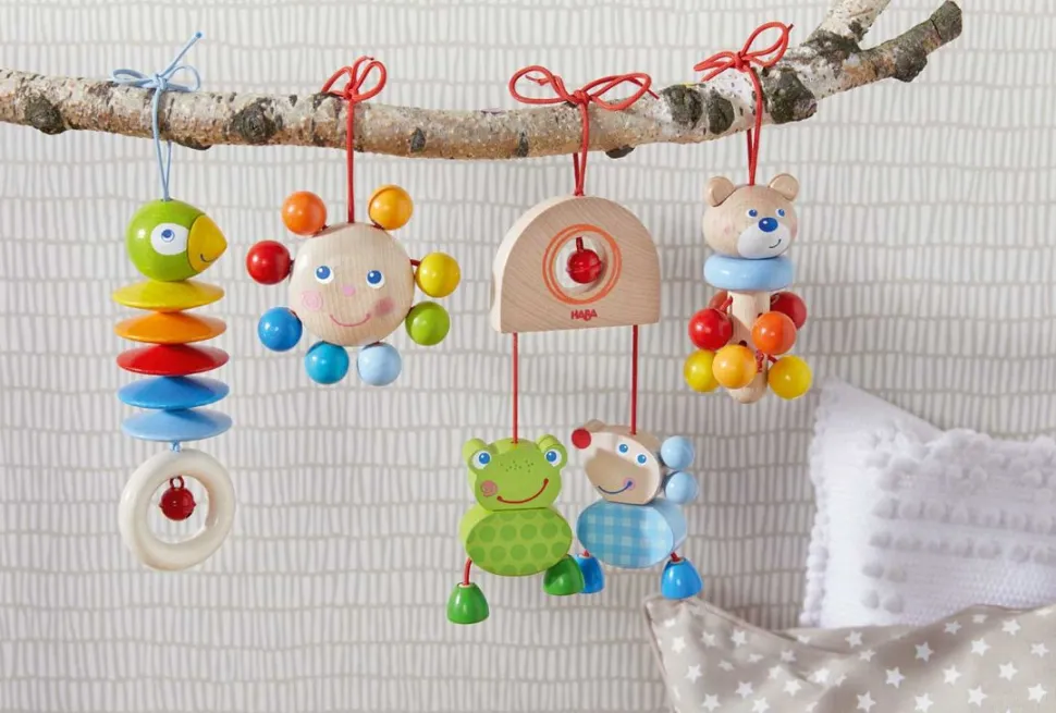 Sale HABA Dangling Figure Parrot Stroller & Crib Toy
