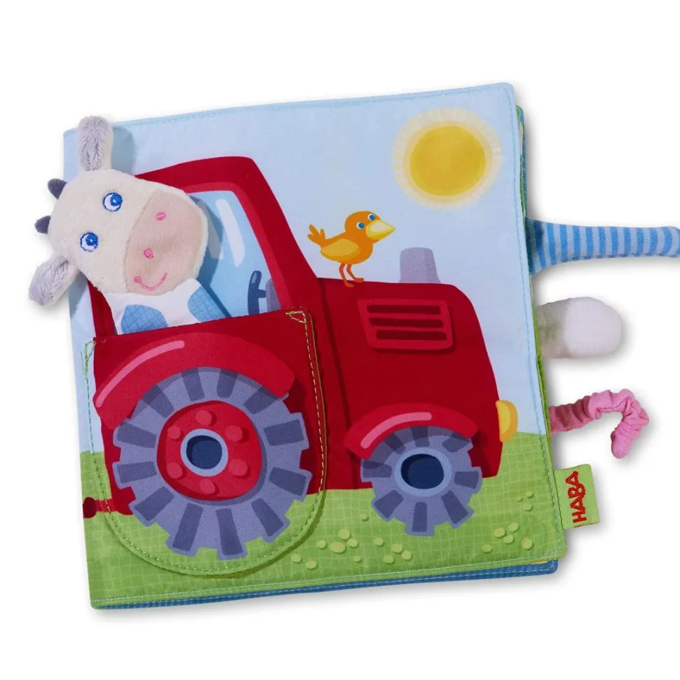 Store HABA Down On The Farm Soft Book With Cow Puppet