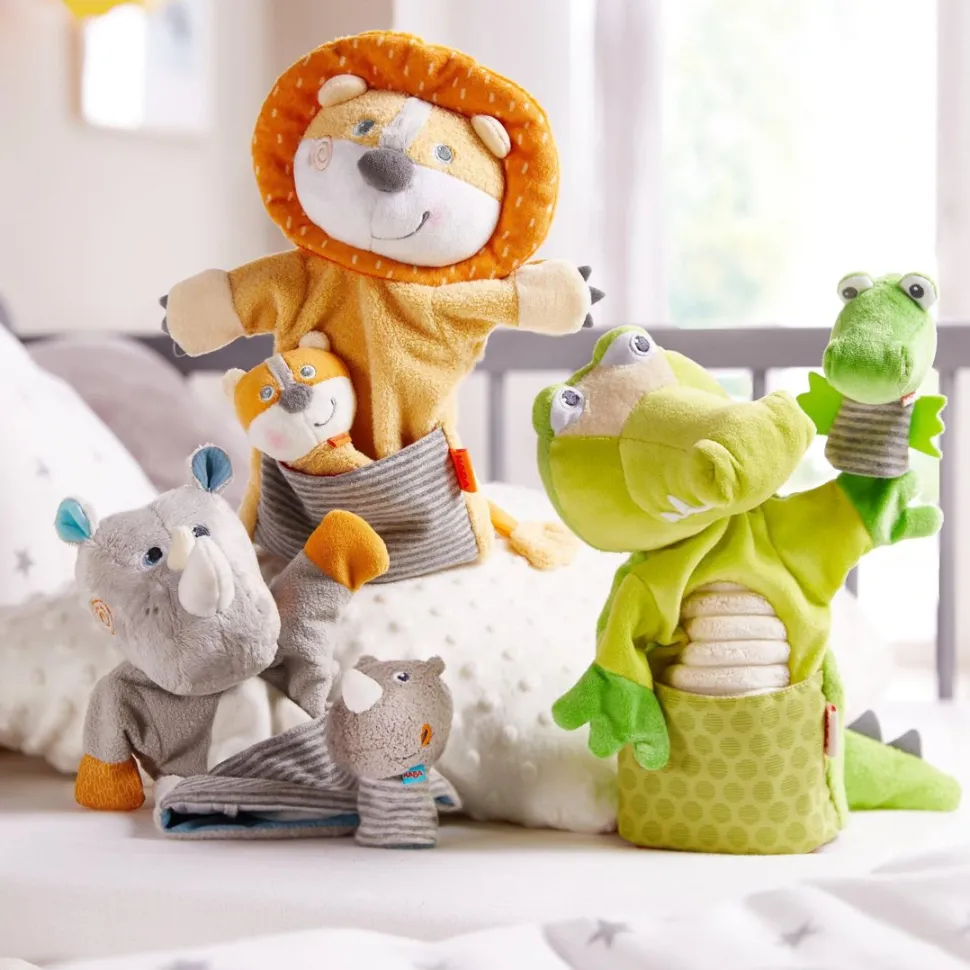 Fashion HABA Glove Puppet Lion With Baby Cub Finger Puppet