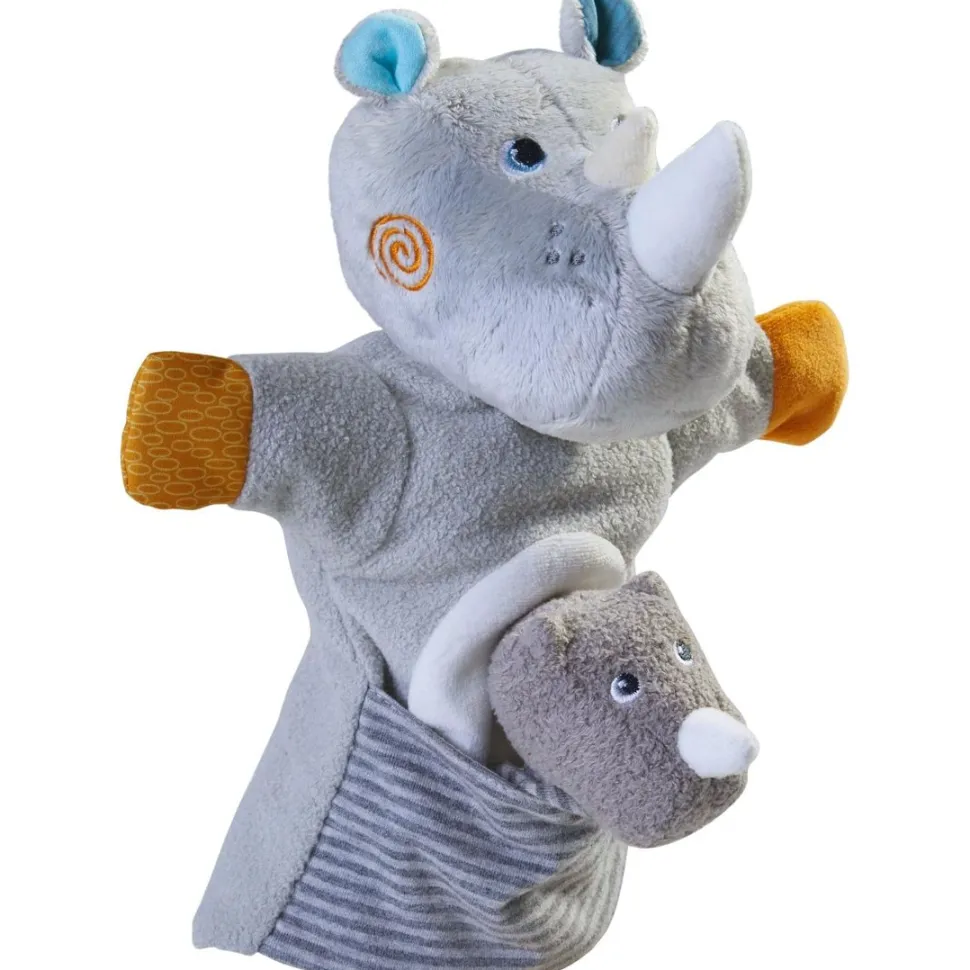 Clearance HABA Glove Puppet Rhino With Baby Calf Finger Puppet