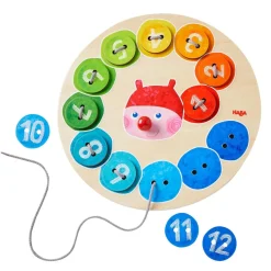 New HABA Rainbow Caterpillar Counting Threading Game