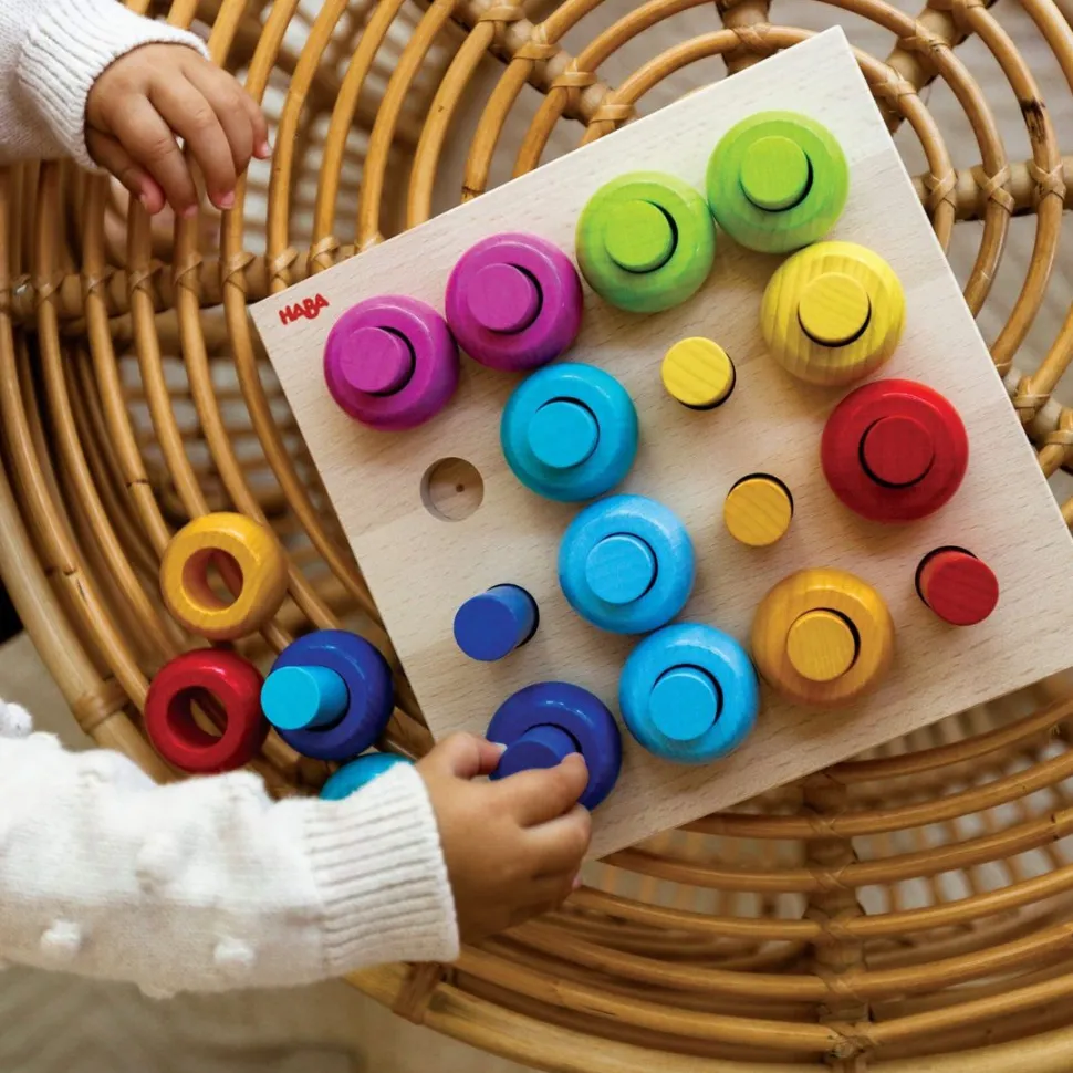 Sale HABA Rainbow Whirls Wooden Sorting And Stacking Game