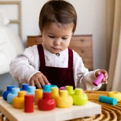 Sale HABA Rainbow Whirls Wooden Sorting And Stacking Game